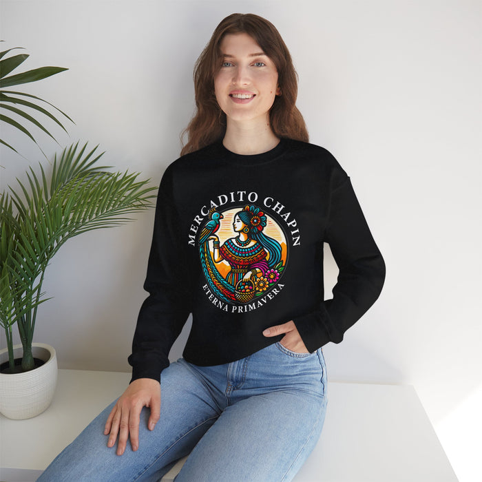 Sudadera — Mercadito Chapín ‘Eterna Primavera’ – Cuello Redondo (Crewneck)