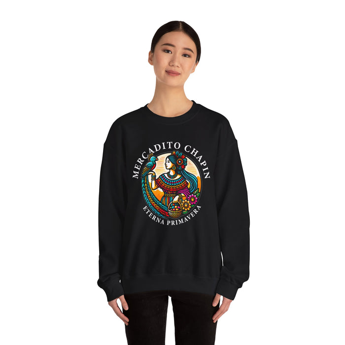 Sudadera — Mercadito Chapín ‘Eterna Primavera’ – Cuello Redondo (Crewneck)