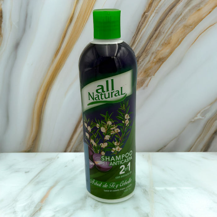 Shampoo Anticaspa 2 en 1 con Árbol de Té y Cebolla – All Natural