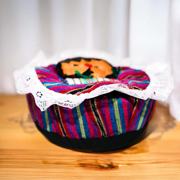 Canasto Tortillero de Tela Artesanal con Bordados Típicos Guatemaltecos