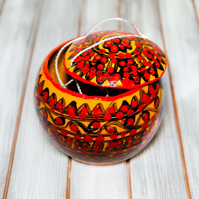Canasta de Morro con Tapa - Pintado a Mano - Decorativo Colgante