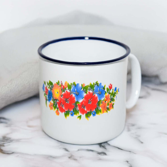 Taza Metálica con Diseño Floral